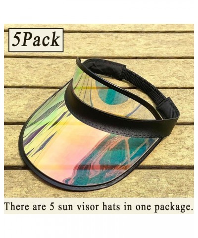 5 Pack Sun Visor Hats Women Clear Colorful Party Outdoor Sports Beach Golf Cap Black.blue $17.55 Sun Hats