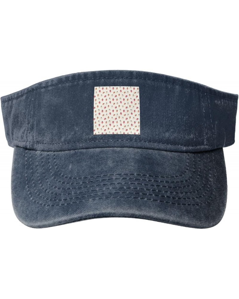 Strawberry Seamless Pattern Sun Hat Sun Visor Hats for Women Men Baseball Cap Golf Hats Navy Blue $13.97 Visors