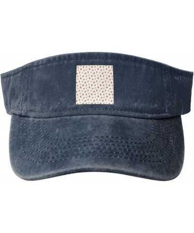 Strawberry Seamless Pattern Sun Hat Sun Visor Hats for Women Men Baseball Cap Golf Hats Navy Blue $13.97 Visors