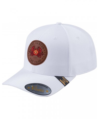 V2 Embroidered and Laser-Engraved Cancer Zodiac (June 21 - July 22) - 6 Panel Baseball Cap - White/White $27.99 Baseball Caps