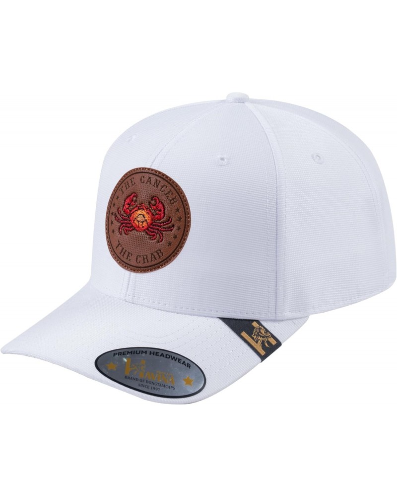 V2 Embroidered and Laser-Engraved Cancer Zodiac (June 21 - July 22) - 6 Panel Baseball Cap - White/White $27.99 Baseball Caps