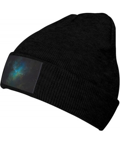 Galaxy Green Print Unisex Knitted Hat for Adults Beanie Hat Original Cap Travel, Daily Wear,Ski Cap Black $10.25 Skullies & B...