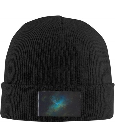 Galaxy Green Print Unisex Knitted Hat for Adults Beanie Hat Original Cap Travel, Daily Wear,Ski Cap Black $10.25 Skullies & B...