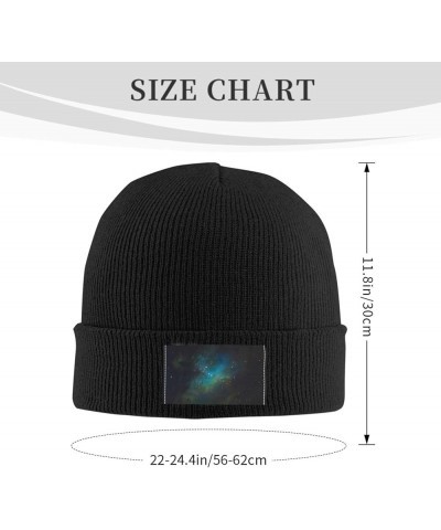 Galaxy Green Print Unisex Knitted Hat for Adults Beanie Hat Original Cap Travel, Daily Wear,Ski Cap Black $10.25 Skullies & B...