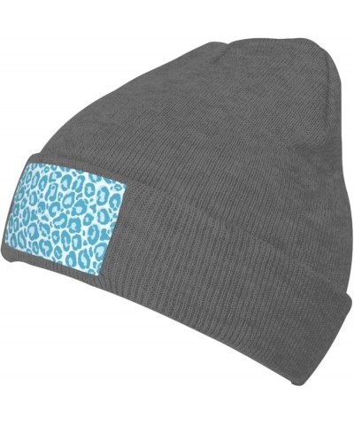 Blue Leopard Print Seamless Pattern Beanie Hat for Men Women Knit Skull Cap Warm Hats Black Knitted Caps Deep Heather $13.06 ...