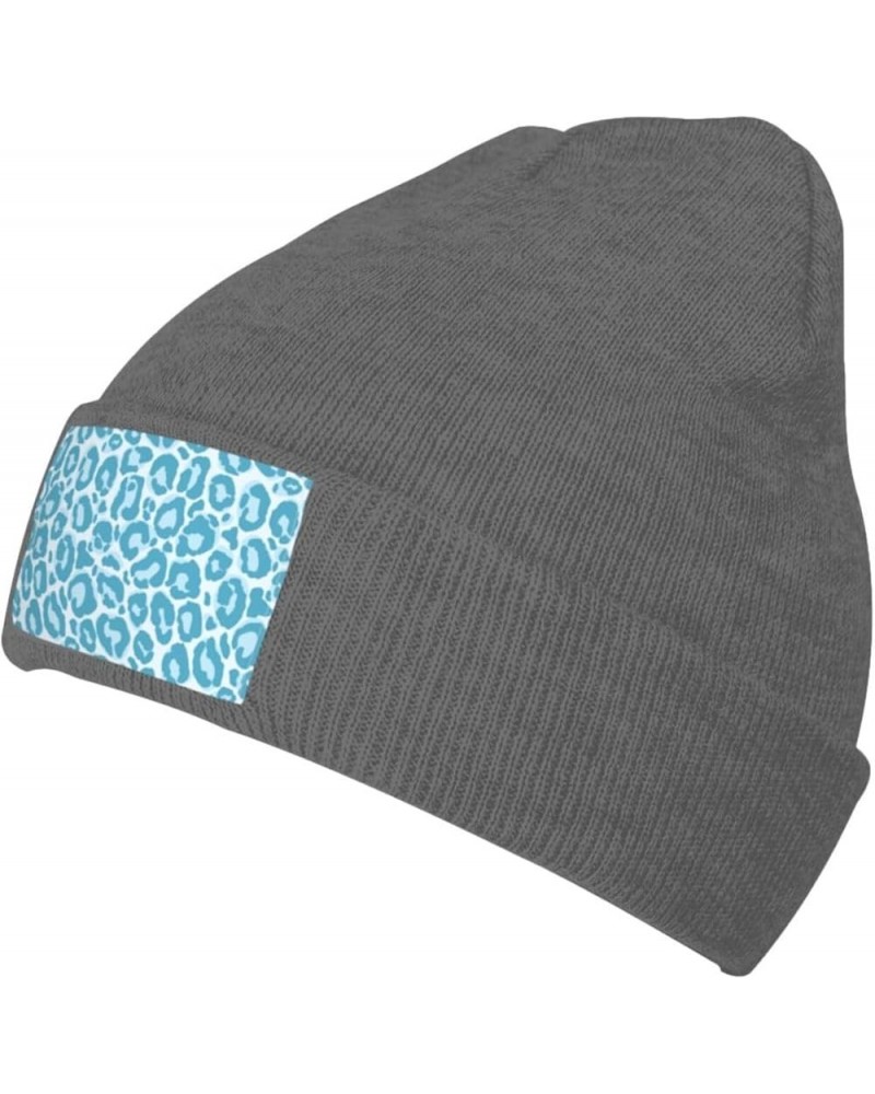 Blue Leopard Print Seamless Pattern Beanie Hat for Men Women Knit Skull Cap Warm Hats Black Knitted Caps Deep Heather $13.06 ...