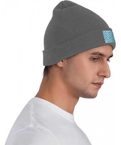 Blue Leopard Print Seamless Pattern Beanie Hat for Men Women Knit Skull Cap Warm Hats Black Knitted Caps Deep Heather $13.06 ...