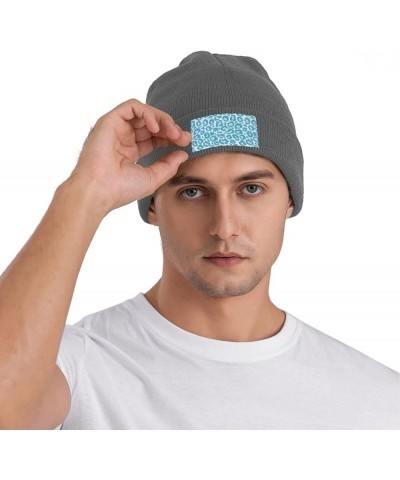 Blue Leopard Print Seamless Pattern Beanie Hat for Men Women Knit Skull Cap Warm Hats Black Knitted Caps Deep Heather $13.06 ...