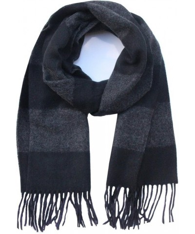 Women Men Winter Luxury Cozy Wool Warm Tartan Checked Plaid Wrap Scarf Dark Gray/Black $12.09 Scarves