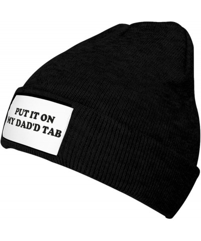 Put IT ON My Dad's TAB Beanie Hat Unisex Winter Warm Knitted Hat Black Black $13.61 Skullies & Beanies