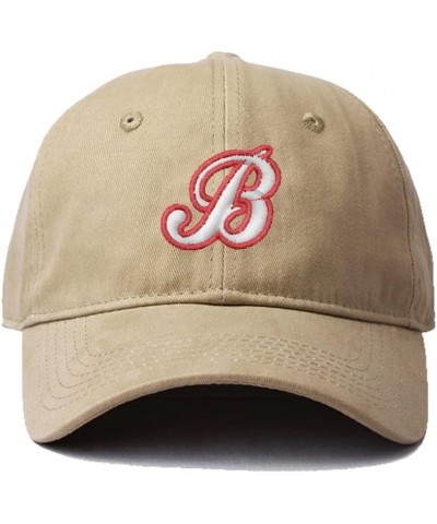 Men's Baseball Caps Baseball Letter B Embroidered Dad Hat Washed Cotton Hat Beige $11.99 Baseball Caps