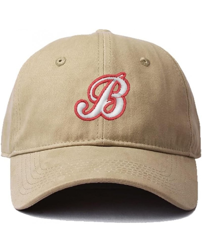 Men's Baseball Caps Baseball Letter B Embroidered Dad Hat Washed Cotton Hat Beige $11.99 Baseball Caps