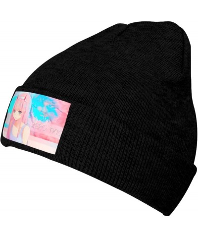 Darling in The Anime FranXX Zero Two Beanie Hat for Men and Women Winter Thermal Cuffed Knit Skull Cap Ski Hats Black Black $...