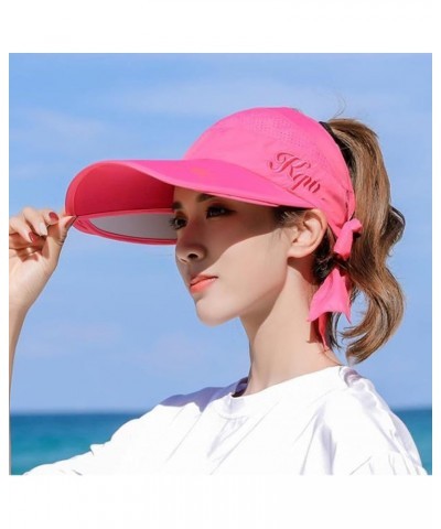 Sun Visor Womens UV Protection Sun Sun Absorbent Visor Sweat Breathable Elastic Women's Wide Hat Cap Golf Hot Pink $12.27 Visors