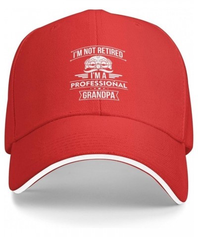 I'm Not Retired I'm A Professional Grandpa A Unisex Adjustable Stylish Casual Sandwich Baseball Cap Red $8.96 Baseball Caps