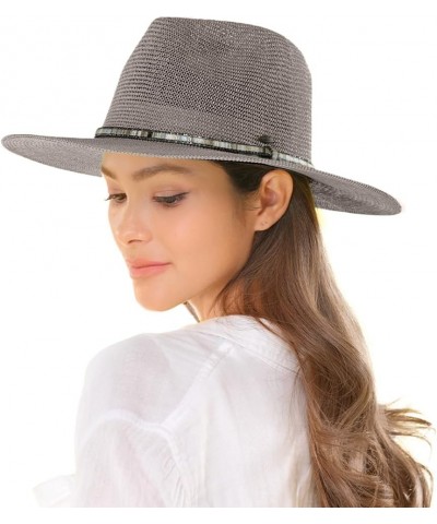 Panama Hat with Multi Thread and Rhinestone Trim Band - for Women Dk. Grey 60% Paper, 40% Polyester $15.54 Sun Hats