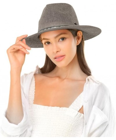 Panama Hat with Multi Thread and Rhinestone Trim Band - for Women Dk. Grey 60% Paper, 40% Polyester $15.54 Sun Hats