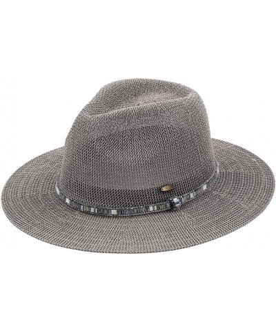 Panama Hat with Multi Thread and Rhinestone Trim Band - for Women Dk. Grey 60% Paper, 40% Polyester $15.54 Sun Hats