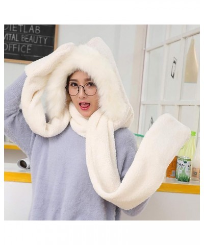 Winter Warm Women Girls Fashion Hoodie Hat Scarf Gloves Set Soft Plush Thick Warm Hat White $12.03 Fedoras