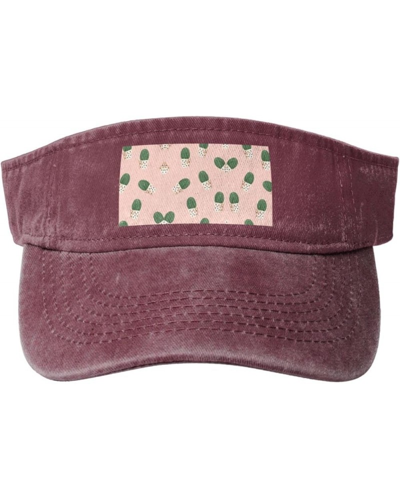 Cactus Green Sun Visor Hats,Open Top Hat for Women and Men,Fishing-Hats,Adult Sunscreen Visor Cap Red $12.81 Visors