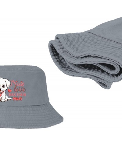 True Love Had Four Paws Bucket Hat Bucket Hats Packable Mens Hats for Camping Accessories for Hiking Must Light Grey $11.42 B...