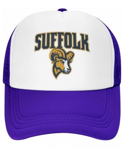 Suffolk University Logo Trucker Hats for Both Men and Women - Mesh Baseball Snapback Hats Purple $10.28 Baseball Caps