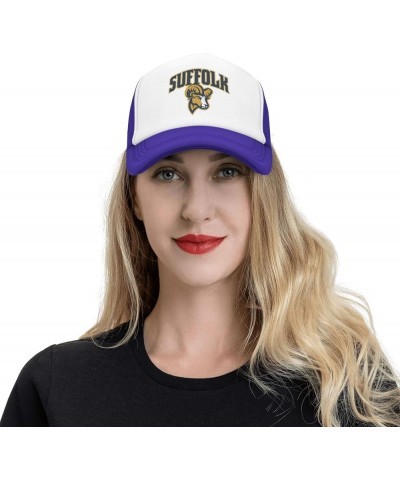 Suffolk University Logo Trucker Hats for Both Men and Women - Mesh Baseball Snapback Hats Purple $10.28 Baseball Caps