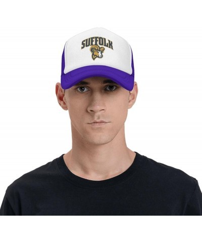 Suffolk University Logo Trucker Hats for Both Men and Women - Mesh Baseball Snapback Hats Purple $10.28 Baseball Caps