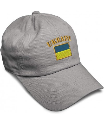 Soft Baseball Cap Ukraine Flag Embroidery Flags World Cup Soccer Cotton Embroidered Dad Hats for Men & Women Light Grey Desig...