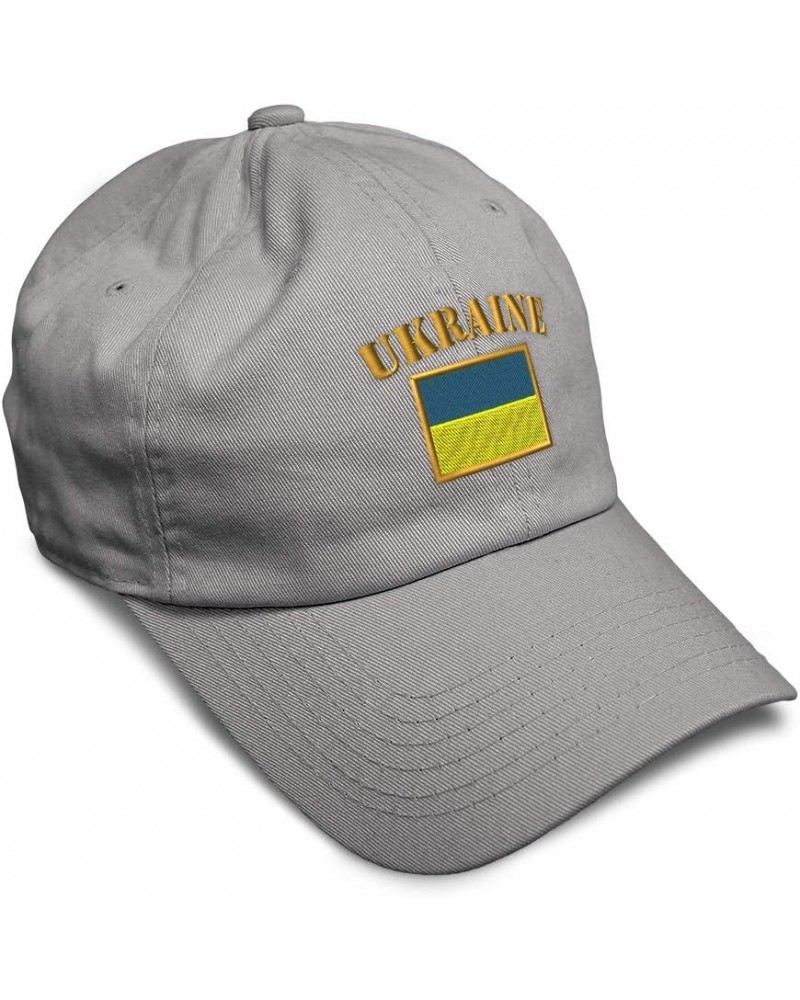 Soft Baseball Cap Ukraine Flag Embroidery Flags World Cup Soccer Cotton Embroidered Dad Hats for Men & Women Light Grey Desig...