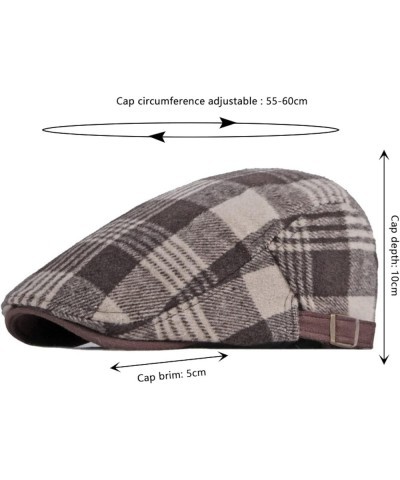 Autumn and Winter Plaid Tweed Duffel Beret Men's Hats Warm Newsboy Hat Casual Flat Caps Driver Cap Unisex Golf Beret Red $11....