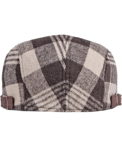 Autumn and Winter Plaid Tweed Duffel Beret Men's Hats Warm Newsboy Hat Casual Flat Caps Driver Cap Unisex Golf Beret Red $11....