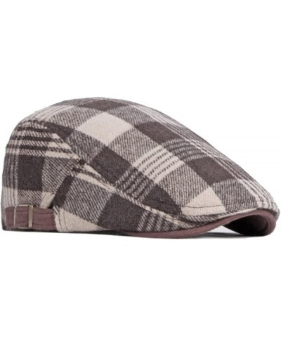 Autumn and Winter Plaid Tweed Duffel Beret Men's Hats Warm Newsboy Hat Casual Flat Caps Driver Cap Unisex Golf Beret Red $11....