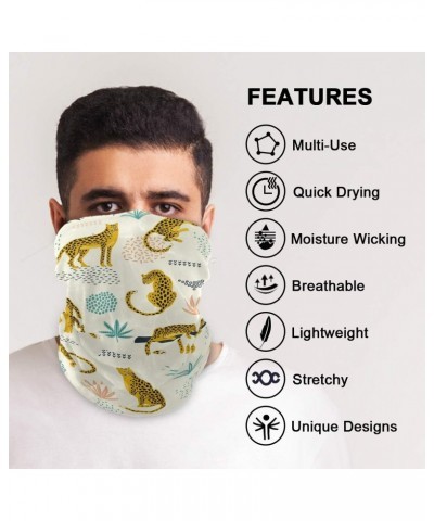 Chic Leopards Tropical Leaves Bandana Face UV Sun Protection Mask, Neck Gaiter Half Face Cover Face Scarf for Outdoor Running...