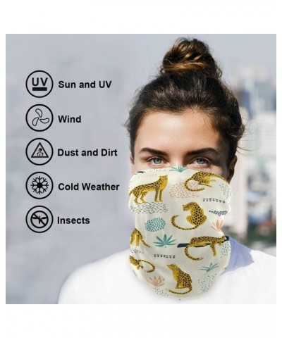 Chic Leopards Tropical Leaves Bandana Face UV Sun Protection Mask, Neck Gaiter Half Face Cover Face Scarf for Outdoor Running...