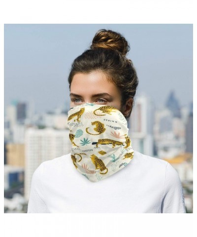 Chic Leopards Tropical Leaves Bandana Face UV Sun Protection Mask, Neck Gaiter Half Face Cover Face Scarf for Outdoor Running...