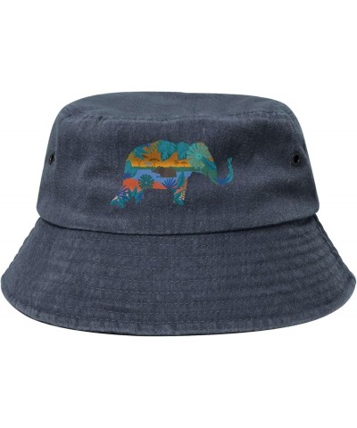 Silhouette of The Painted Elephant Festival Bucket Hat for Men Women Outdoor Washed Cotton Sun Hats Travel Beach Hat Navy Blu...