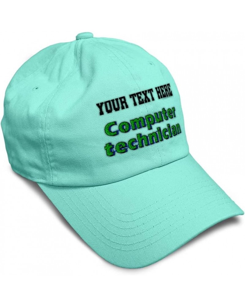 Soft Baseball Cap Computer Technician Technology Twill Cotton Tech Dad Hat for Men & Women Mint Personalized Text Here $12.76...