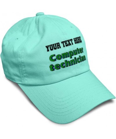 Soft Baseball Cap Computer Technician Technology Twill Cotton Tech Dad Hat for Men & Women Mint Personalized Text Here $12.76...