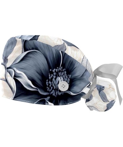 2 Packs Gourd Shaped Working Cap with Buttons Sweatband Flower Pattern Scrub Cap for Women Men Color 5 $11.87 Skullies & Beanies