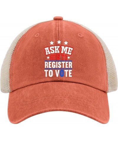 Vote Hats Ask Me How to Register to Vote Hat for Mens Women AllBlack Running Hats Fishing Hat Custom Hat Saffron $9.42 Cowboy...