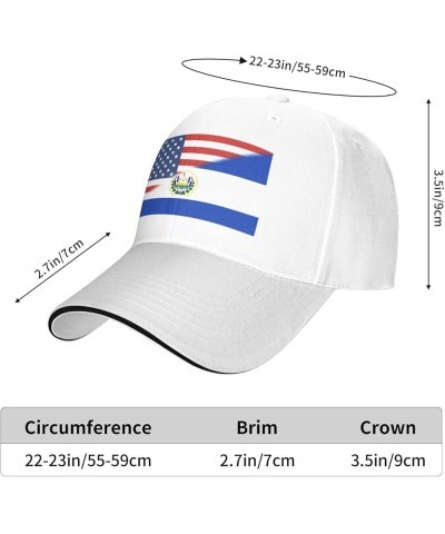 American El Salvador Flag Baseball Cap for Men Women White $10.49 Baseball Caps