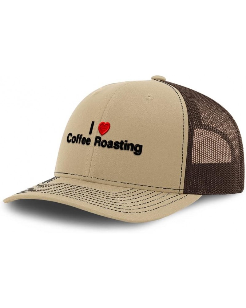 Custom Richardson Trucker Hat I (Love) Coffee Roasting Red Heart Hobbies Lovers Khaki Coffee Design Only $21.45 Baseball Caps