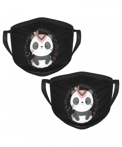 Cute Tribal Panda Face Mask 2 Pcs Face Cover Reusable Washable Breathable for Men Women Balaclavas Bandanas Black $11.49 Bala...