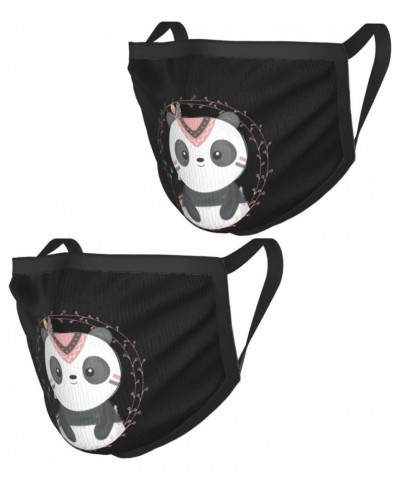 Cute Tribal Panda Face Mask 2 Pcs Face Cover Reusable Washable Breathable for Men Women Balaclavas Bandanas Black $11.49 Bala...