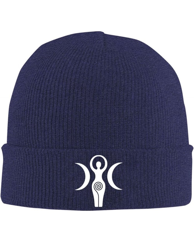 Wiccan and Pagan Symbolism Cuff Beanie Cap Slouchy Knit Skull Cap Warm Winter hat Navy Blue $9.44 Skullies & Beanies