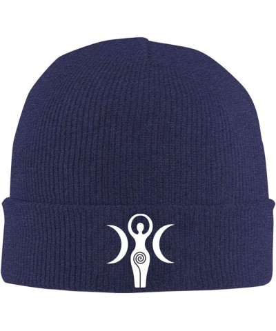 Wiccan and Pagan Symbolism Cuff Beanie Cap Slouchy Knit Skull Cap Warm Winter hat Navy Blue $9.44 Skullies & Beanies