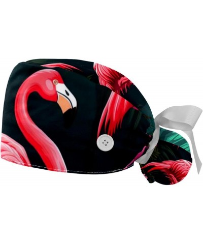 2 Pack Bouffant Caps Animal Flamingo Ponytail Scrub Cap with Buttons Adjustable Working Hats, Multicoloured Color 3 $10.55 Sk...