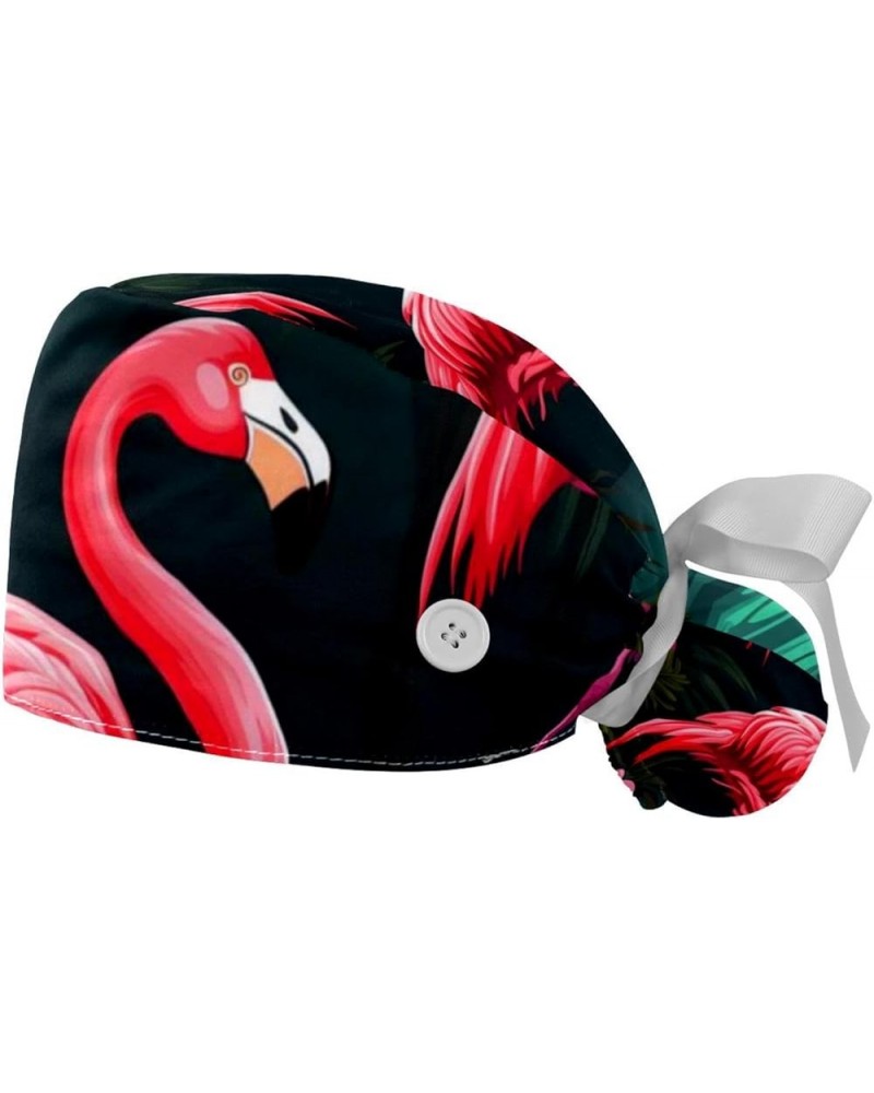 2 Pack Bouffant Caps Animal Flamingo Ponytail Scrub Cap with Buttons Adjustable Working Hats, Multicoloured Color 3 $10.55 Sk...