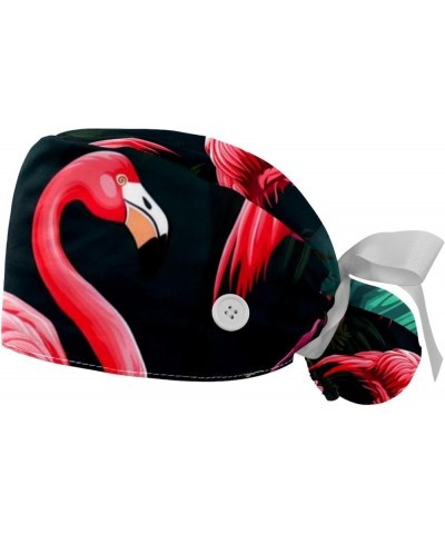 2 Pack Bouffant Caps Animal Flamingo Ponytail Scrub Cap with Buttons Adjustable Working Hats, Multicoloured Color 3 $10.55 Sk...